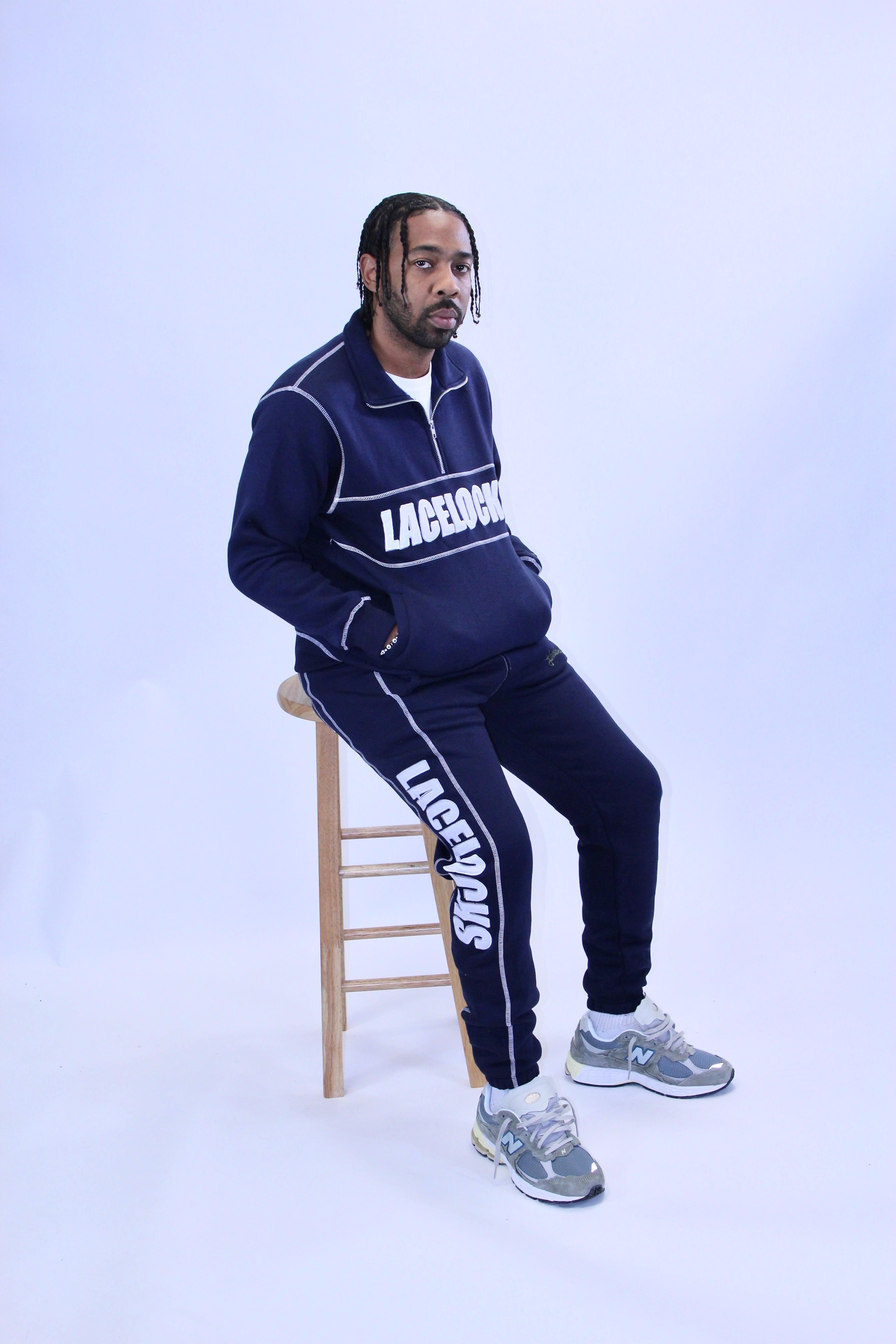 Contrast Crewneck (Navy) - Lacelocks404